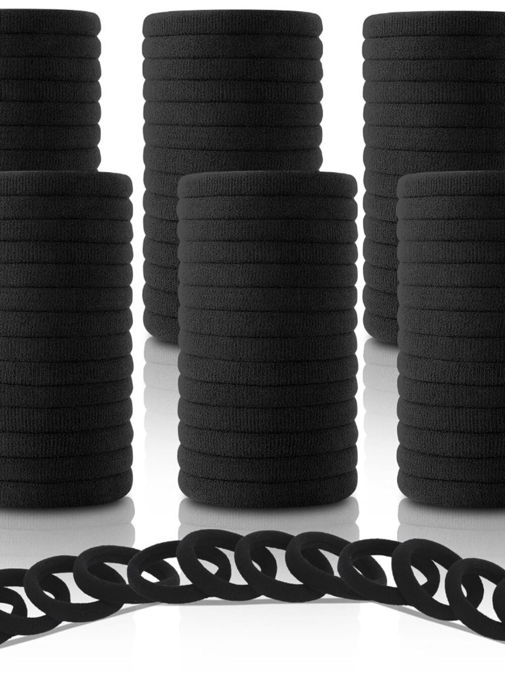 120PCS Black Hair Ties for Women Girls, Elastic Ponytail Holders, Cotton Seamles